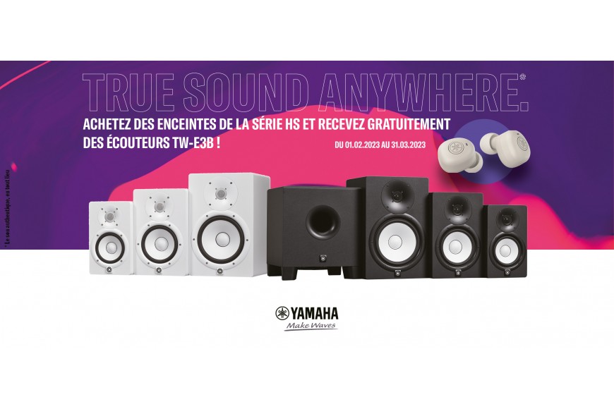 Offre Yamaha True Sound Anywhere du 1er février au 31 mars 2023 sur les enceintes de monitoring série HS.